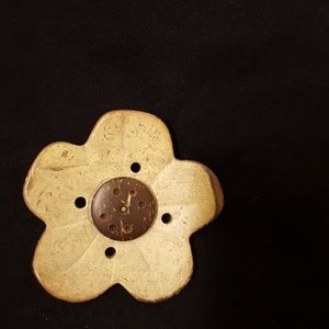 Coconut shell brooch